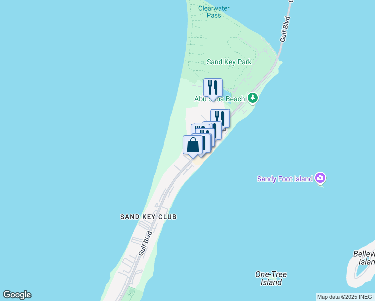 map of restaurants, bars, coffee shops, grocery stores, and more near 1250 Gulf Boulevard in Clearwater