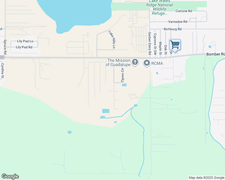 map of restaurants, bars, coffee shops, grocery stores, and more near 136 Madera Drive in Winter Haven