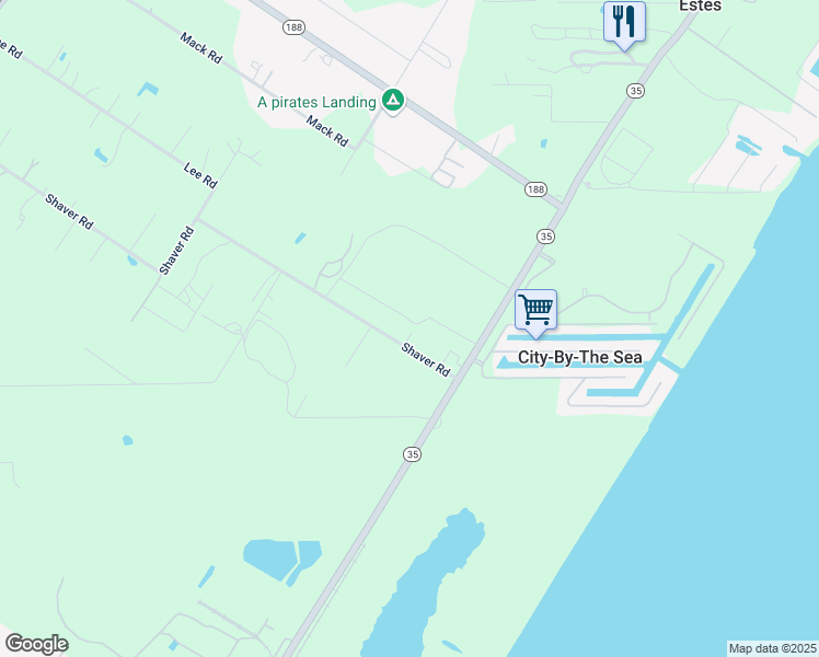 map of restaurants, bars, coffee shops, grocery stores, and more near 155 Keller Lane in Aransas Pass