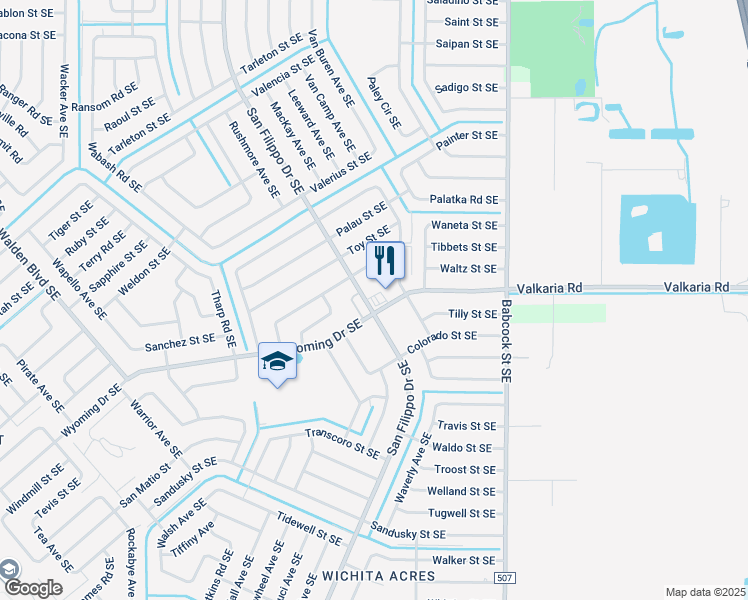 map of restaurants, bars, coffee shops, grocery stores, and more near 1191 San Filippo Drive Southeast in Palm Bay