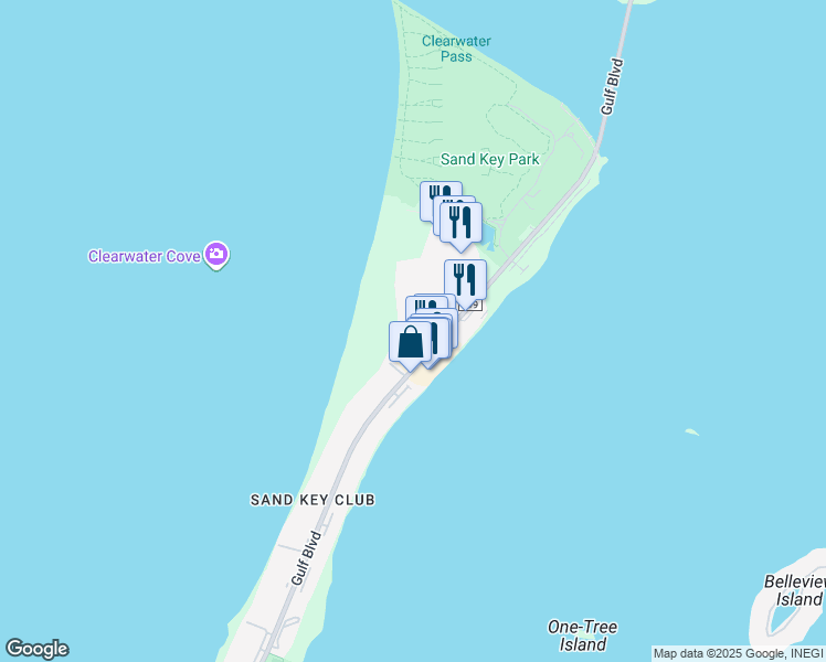 map of restaurants, bars, coffee shops, grocery stores, and more near in Clearwater