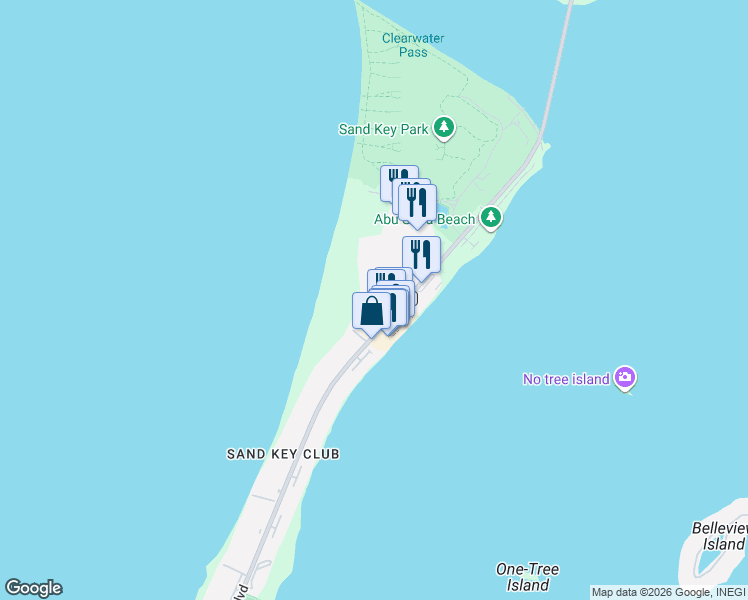 map of restaurants, bars, coffee shops, grocery stores, and more near in Clearwater