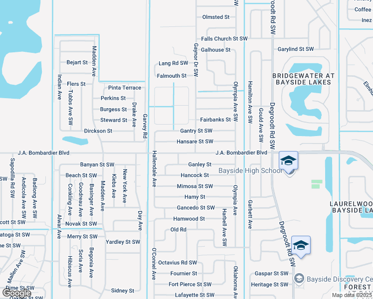 map of restaurants, bars, coffee shops, grocery stores, and more near 518 J.A. Bombardier Boulevard in Palm Bay