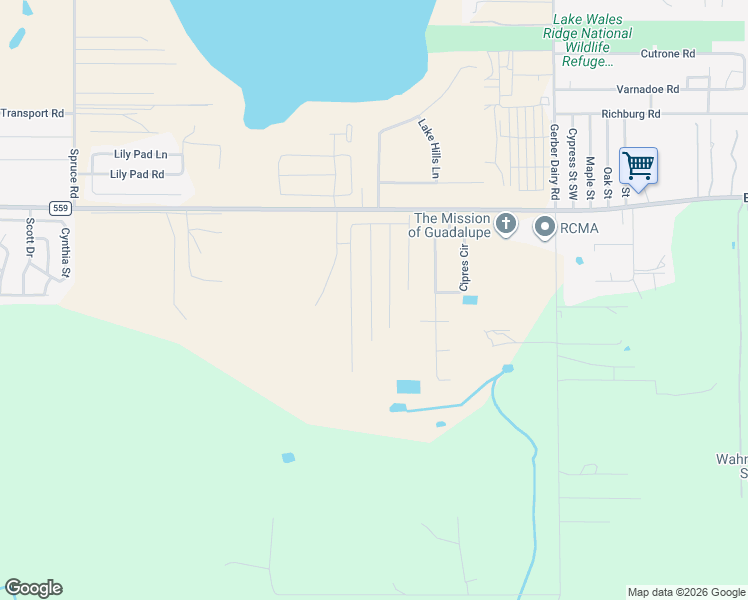 map of restaurants, bars, coffee shops, grocery stores, and more near 136 Madera Drive in Winter Haven
