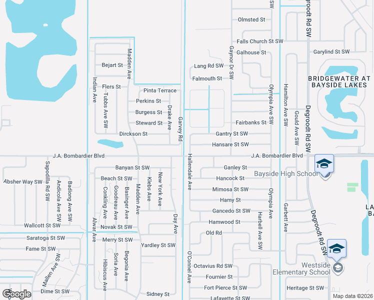 map of restaurants, bars, coffee shops, grocery stores, and more near 1734 Hallendale Avenue in Palm Bay