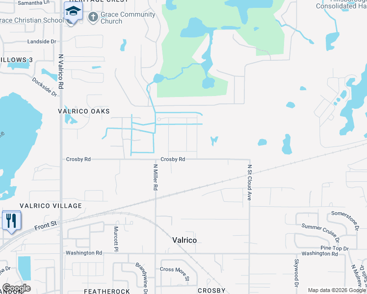 map of restaurants, bars, coffee shops, grocery stores, and more near 912 Better Days Place in Valrico