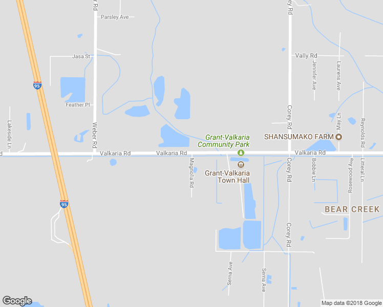 map of restaurants, bars, coffee shops, grocery stores, and more near 1225 Valkaria Road in Grant-Valkaria