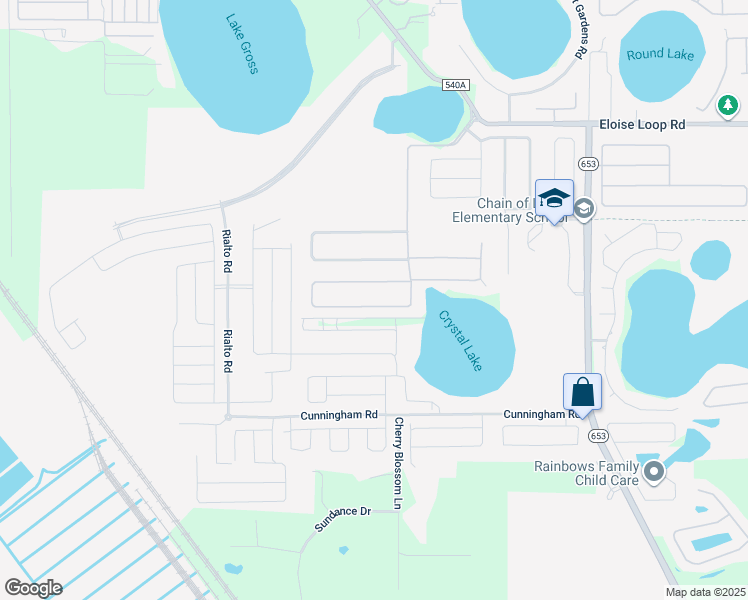 map of restaurants, bars, coffee shops, grocery stores, and more near 258 Terranova Boulevard in Winter Haven