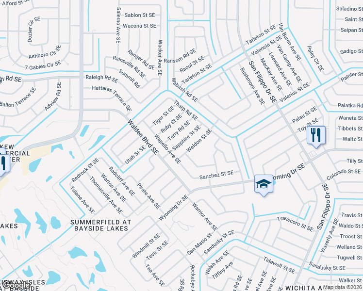 map of restaurants, bars, coffee shops, grocery stores, and more near 1130 Sapphire Street Southeast in Palm Bay