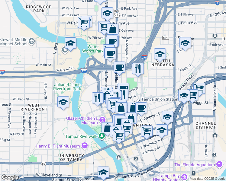 map of restaurants, bars, coffee shops, grocery stores, and more near 1110 Florida 685 in Tampa