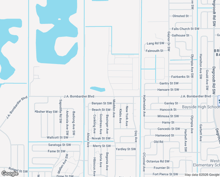 map of restaurants, bars, coffee shops, grocery stores, and more near 1740 Madden Avenue in Palm Bay