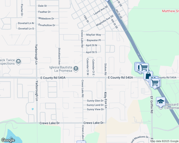 map of restaurants, bars, coffee shops, grocery stores, and more near 6133 Calendar Court East in Lakeland