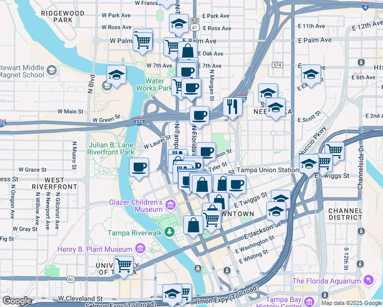 map of restaurants, bars, coffee shops, grocery stores, and more near 1110 Florida 685 in Tampa