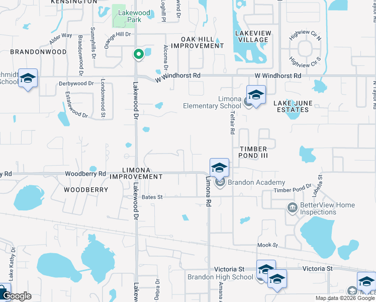 map of restaurants, bars, coffee shops, grocery stores, and more near 1616 Limona Road in Brandon
