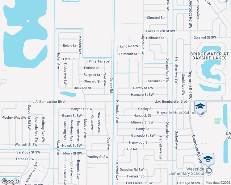 map of restaurants, bars, coffee shops, grocery stores, and more near 1734 Hallendale Avenue in Palm Bay
