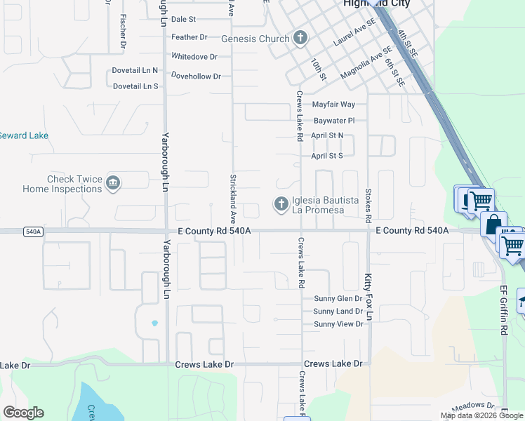 map of restaurants, bars, coffee shops, grocery stores, and more near 3936 Sunnywood Circle in Lakeland