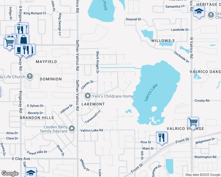 map of restaurants, bars, coffee shops, grocery stores, and more near 1002 Rochelle Ln in Valrico