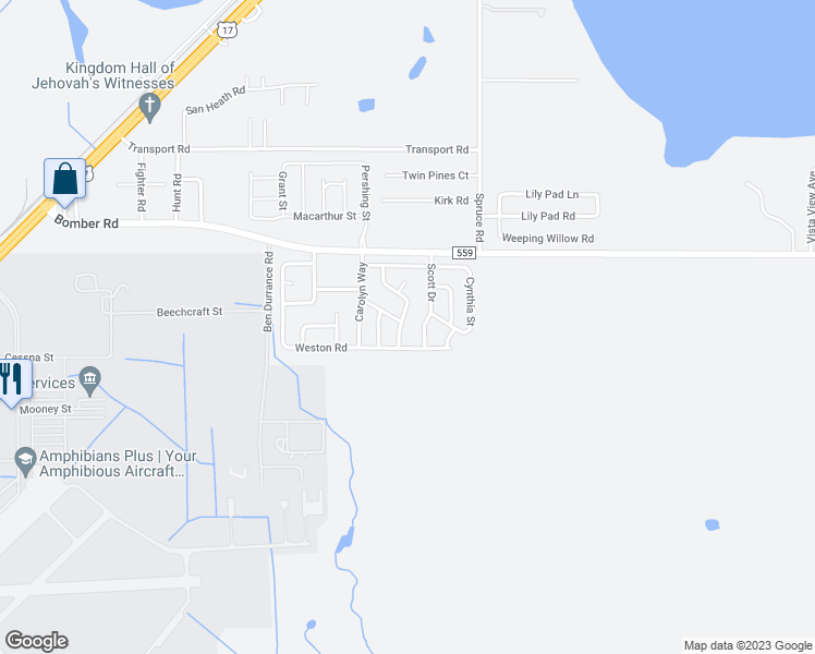 map of restaurants, bars, coffee shops, grocery stores, and more near 4308 Peggy Way in Bartow
