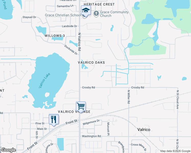 map of restaurants, bars, coffee shops, grocery stores, and more near 2111 Arbor Oaks Drive in Valrico