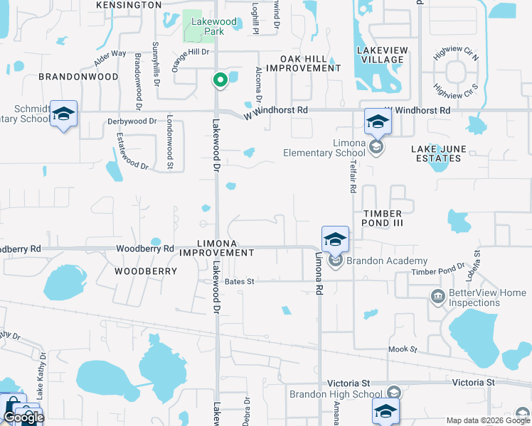 map of restaurants, bars, coffee shops, grocery stores, and more near 1616 Limona Road in Brandon