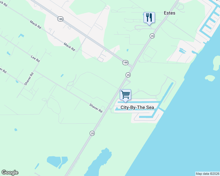 map of restaurants, bars, coffee shops, grocery stores, and more near 3330 North Business Highway 35 in Aransas Pass