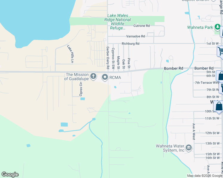 map of restaurants, bars, coffee shops, grocery stores, and more near 1975 Gerber Dairy Road in Winter Haven