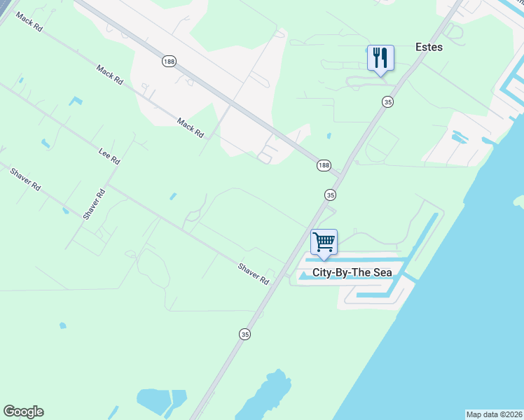 map of restaurants, bars, coffee shops, grocery stores, and more near 229 Kring Road in Aransas Pass
