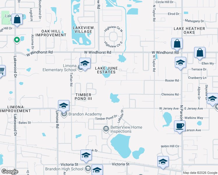 map of restaurants, bars, coffee shops, grocery stores, and more near in Brandon