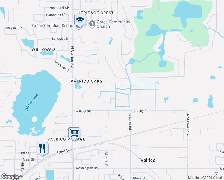map of restaurants, bars, coffee shops, grocery stores, and more near 2402 Tea Olive Terrace in Valrico