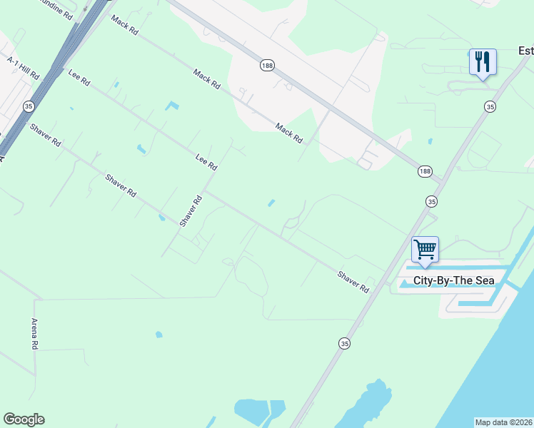 map of restaurants, bars, coffee shops, grocery stores, and more near 504 Shaver Road in Aransas Pass