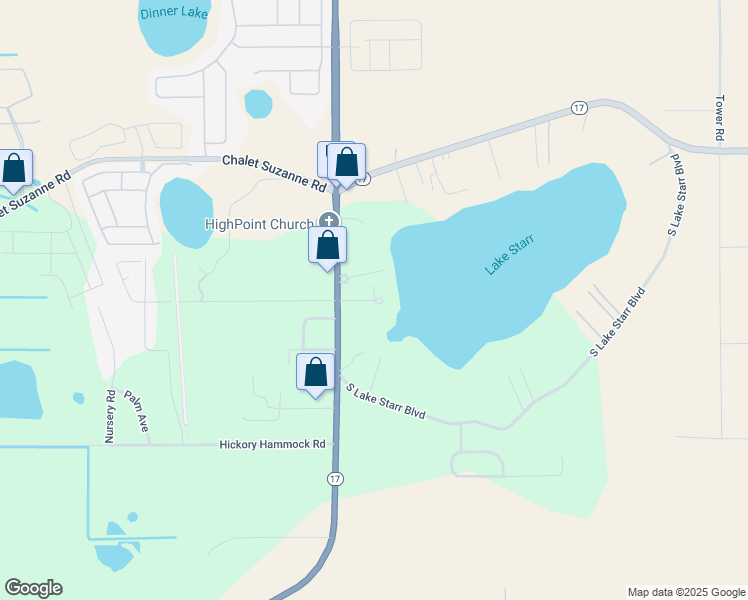 map of restaurants, bars, coffee shops, grocery stores, and more near 41 East Starr Avenue in Lake Wales