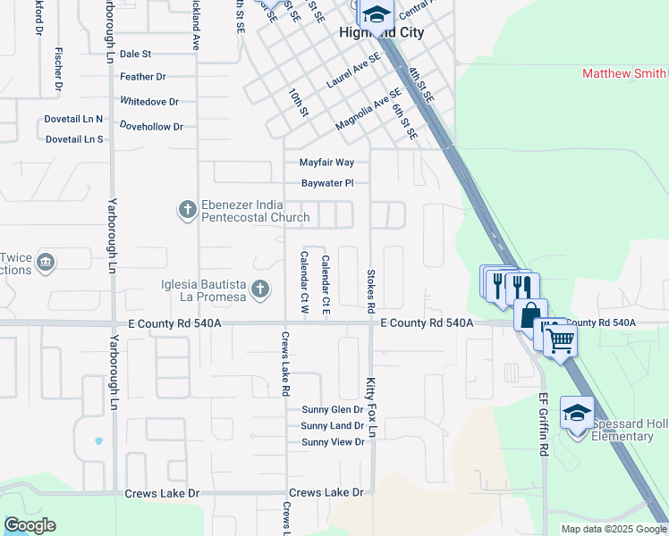 map of restaurants, bars, coffee shops, grocery stores, and more near 6087 Sunset Vista Drive in Lakeland