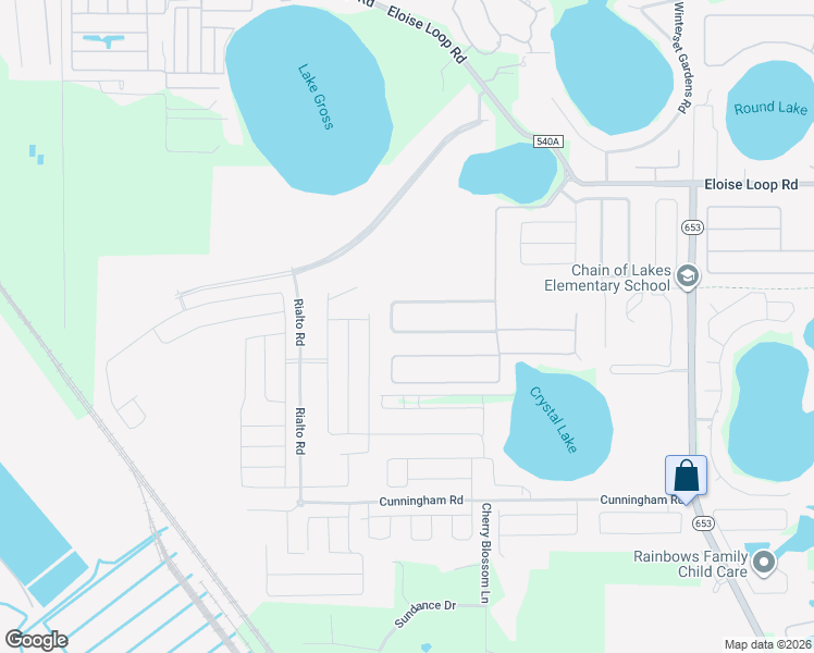 map of restaurants, bars, coffee shops, grocery stores, and more near 447 Terranova Street in Winter Haven