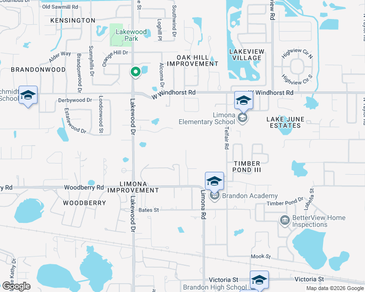map of restaurants, bars, coffee shops, grocery stores, and more near 924 Stratford Manor Drive in Brandon