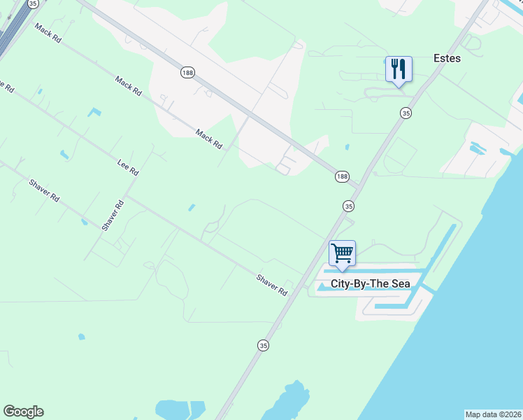 map of restaurants, bars, coffee shops, grocery stores, and more near 323 Kring Road in Aransas Pass