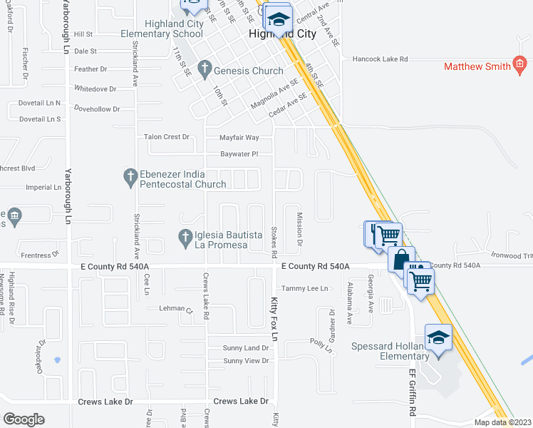 map of restaurants, bars, coffee shops, grocery stores, and more near 6035 Sunset Vista Drive in Lakeland