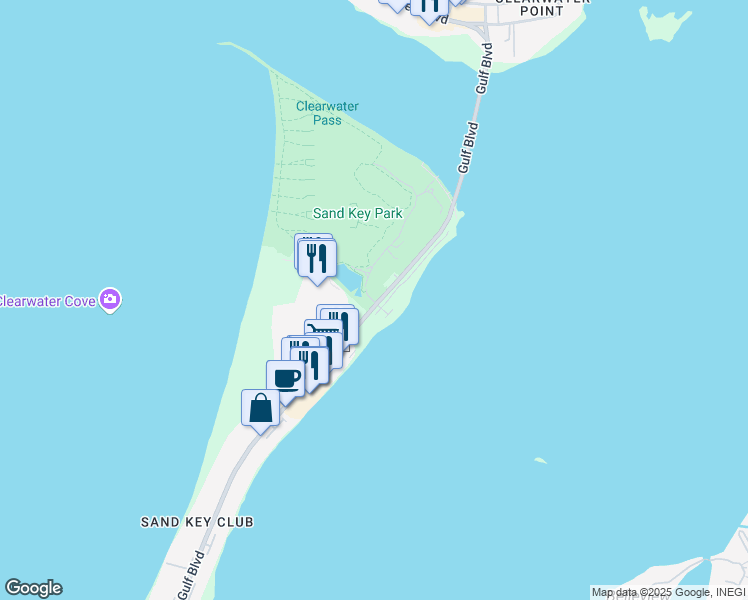 map of restaurants, bars, coffee shops, grocery stores, and more near in Clearwater