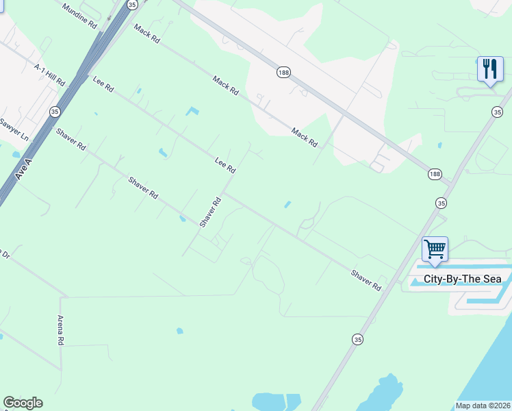 map of restaurants, bars, coffee shops, grocery stores, and more near 540 Shaver Road in Aransas Pass