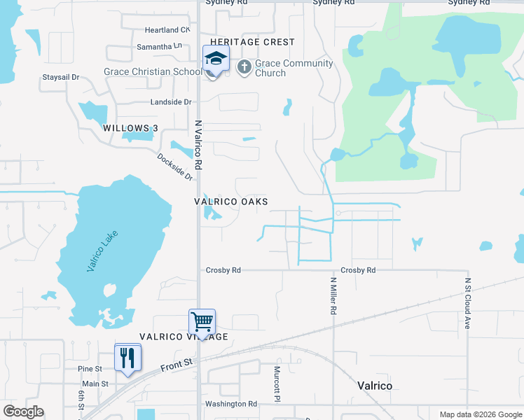 map of restaurants, bars, coffee shops, grocery stores, and more near 1105 Deer Run Place in Valrico