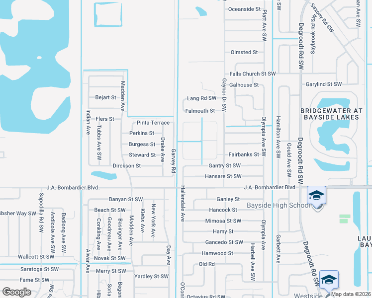 map of restaurants, bars, coffee shops, grocery stores, and more near 707 Corbin Circle Southwest in Palm Bay