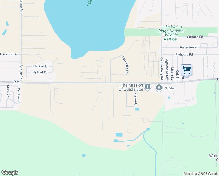 map of restaurants, bars, coffee shops, grocery stores, and more near 2632-3398 Bomber Road in Polk County