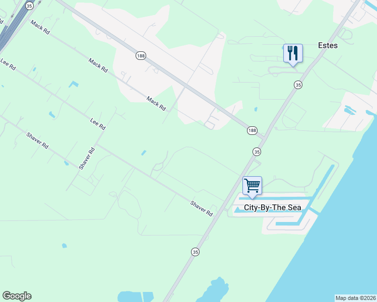 map of restaurants, bars, coffee shops, grocery stores, and more near 323 Kring Road in Aransas Pass