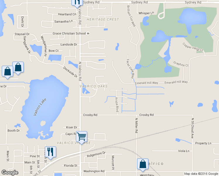 map of restaurants, bars, coffee shops, grocery stores, and more near 2302 Fountain Grass Drive in Valrico