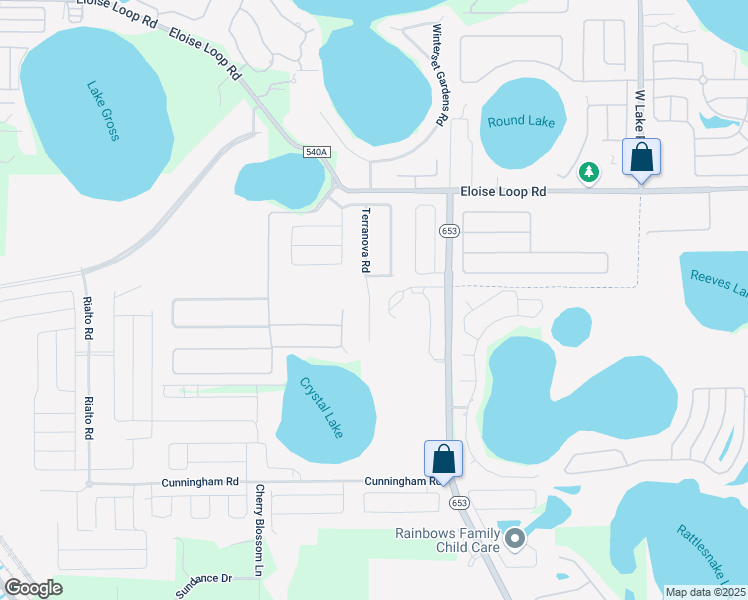 map of restaurants, bars, coffee shops, grocery stores, and more near 842 Terranova Road in Winter Haven