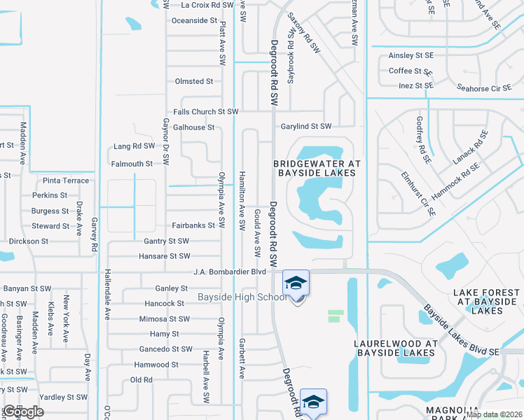 map of restaurants, bars, coffee shops, grocery stores, and more near 1701 Gould Avenue Southwest in Palm Bay