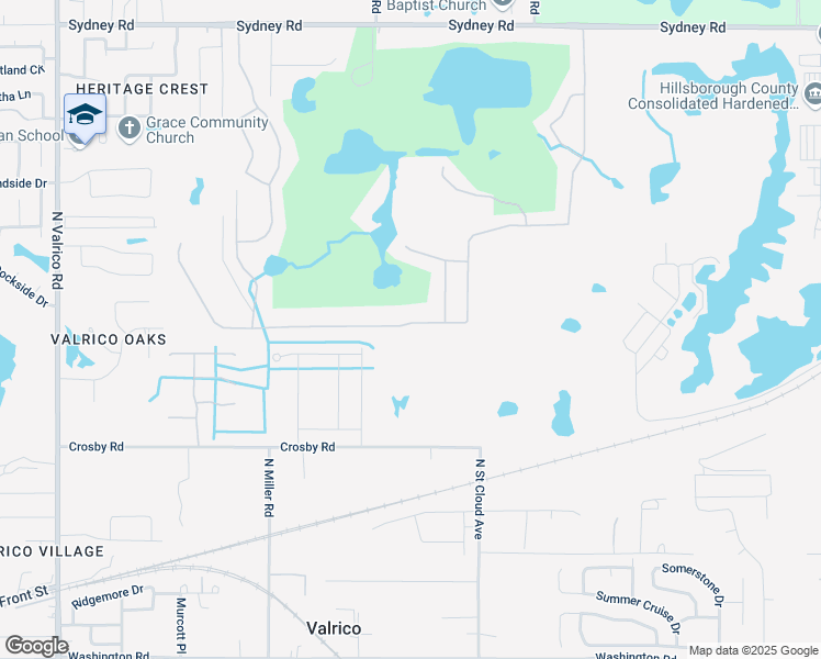 map of restaurants, bars, coffee shops, grocery stores, and more near 1177 Emerald Hill Way in Valrico