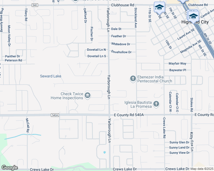 map of restaurants, bars, coffee shops, grocery stores, and more near 3625 Imperial Lane in Lakeland