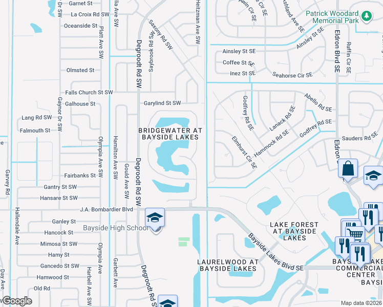 map of restaurants, bars, coffee shops, grocery stores, and more near 1757 La Maderia Drive in Palm Bay