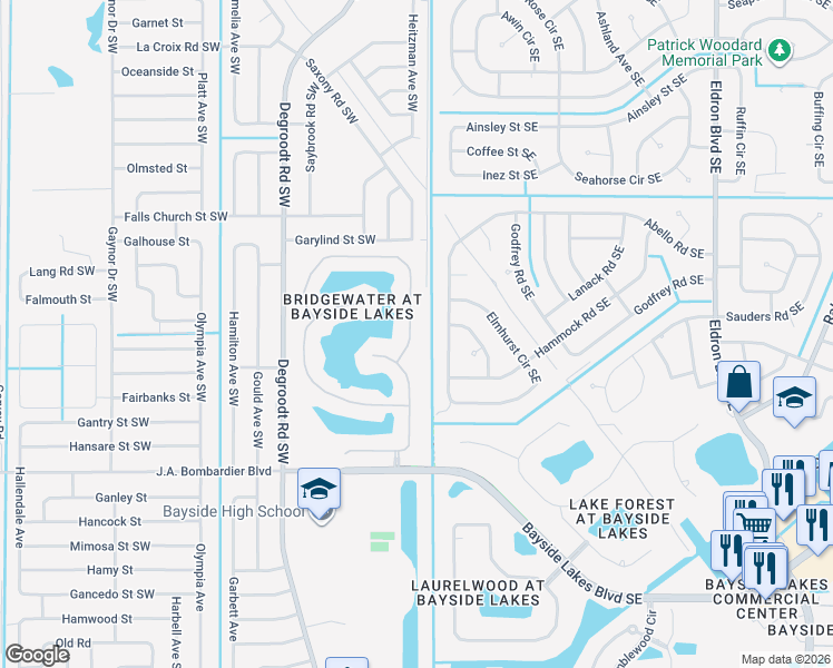 map of restaurants, bars, coffee shops, grocery stores, and more near 1757 La Maderia Drive in Palm Bay