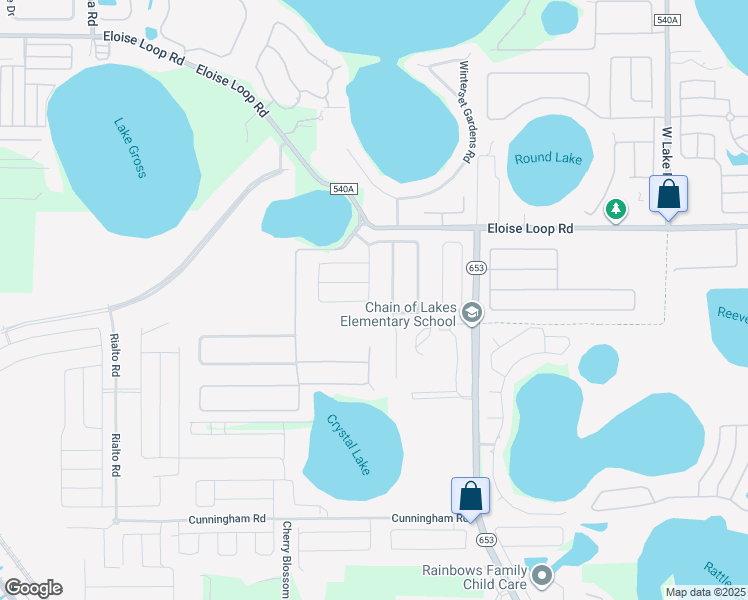 map of restaurants, bars, coffee shops, grocery stores, and more near 529 Terranova Circle in Winter Haven